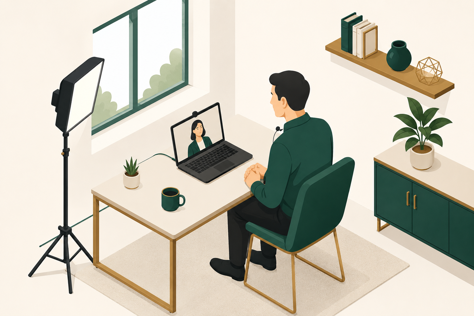 Illustration eines Heim-Setups für Interview-Aufnahmen