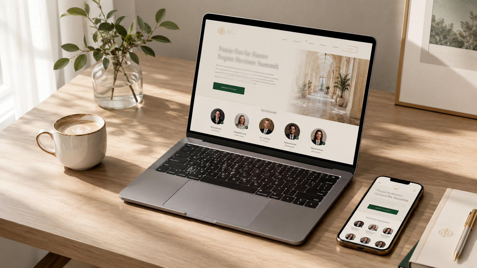 Mit Summavo erstellte Online-Kongress-Landingpage auf Laptop und Smartphone